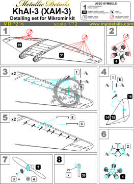 Detailing set KhAI-3 for Mikromir Metallic Details MD7216 skala 1/72