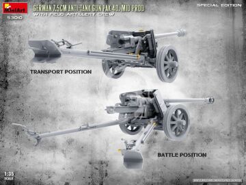  German 7.5cm Anti-Tank Gun PaK 40. Mid Prod w/ Artillery Crew. Special Edition - MiniArt 53010 skala 1/35 
