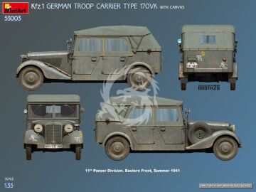  Kfz.1 German Troop Carrier Type 170VK w/Canvas - MiniArt 53003 skala 1/35