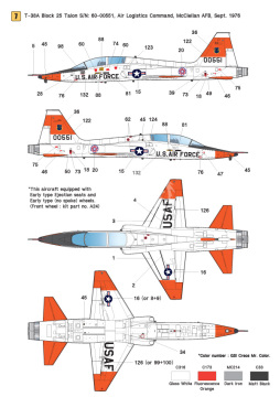 Zestaw kalkomanii T-38A Talon USAF 1960 ~ 80 Era, Wolfpack WD48003 skala 1/48