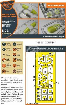 Zestaw dodatków Mirage 2000C painting mask for Modelsvit kit (72073) Clear Prop! CPA72066 skala 1/72