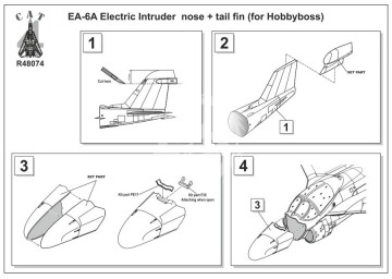 EA-6A Electric Intruder nose + tail fin ( for Hobbyboss ) CAT4 R48074 skala 1/48
