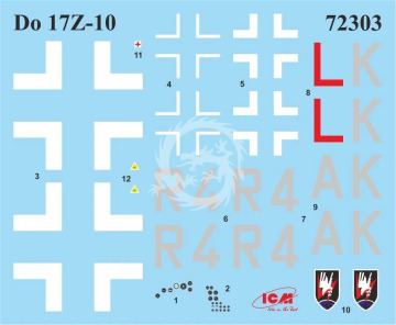 Luftwaffe night fighters (Messerschmitt Bf 109E-4, FW 189A-1, Do 17Z-10) ICM 72209 skala 1/72