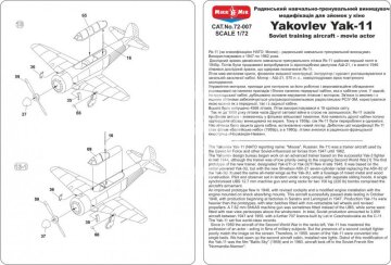 Yak 11 training aircraft Mikromir MM72-007 skala 1/72