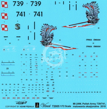 Mi-24 Hind W Polish Army 739/741 malowanie okazjonalne 2018 HUSAR  - Vinci 72005 skala 1/72
