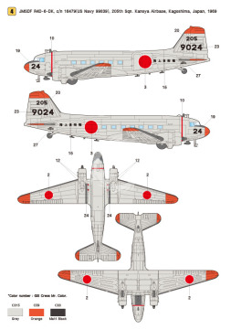 Zestaw kalkomanii C-47 Skytrain Part.1 - US Navy and JMSDF R4D-6 Fleets, Wolfpack WD72006 skala 1/72
