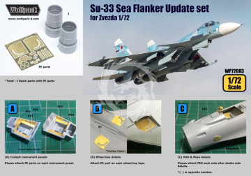 Zestaw dodatków Su-33 Sea Flanker Update set (for Zvezda 1/72), Wolfpack WP72083 skala 1/72