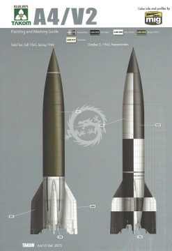 Model plastikowy V-2 WWII German Single Stage Ballistic Missile Takom 2075 skala 1/35