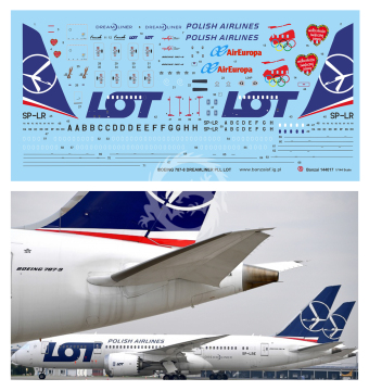 Kalkomania Boeing 787-8 Dreamliner  - 10 malowań na 1 kalkomanii - Banzai 144017