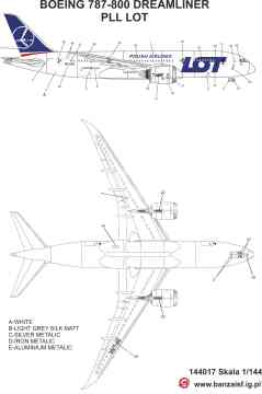 Boeing 787-8 Dreamliner  - 10 malowań na 1 kalkomanii - Banzai 144017