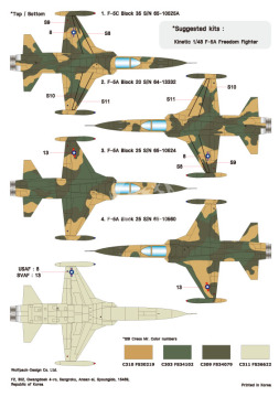 Zestaw kalkomanii F-5A/C Skoshi Tiger - USAF & South Vietnam AF in Vietnam War, Wolfpack WD48004 skala 1/48