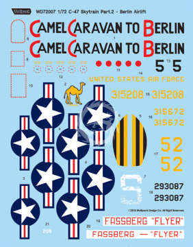 Zestaw kalkomanii C-47 Skytrain Part.2 - USAF C-47 Fleet to the Berlin Airlift, Wolfpack WD72007 skala 1/72