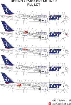 Boeing 787-8 Dreamliner  - 10 malowań na 1 kalkomanii - Banzai 144017