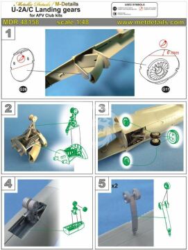 U-2A/C. Landing gears-AFV Club MDR48158 skala 1/48