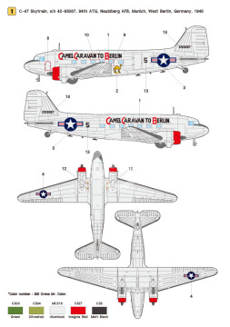 Zestaw kalkomanii C-47 Skytrain Part.2 - USAF C-47 Fleet to the Berlin Airlift, Wolfpack WD72007 skala 1/72