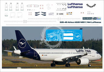 Airbus A320 NEO Lufthansa D-AINK - kalkomania Pas-Decals w skali 1/144