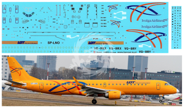 Embraer 195 LOT SP-LNO i Ivolga Airlines VQ-BRX VQ-BRY - Banzai 144012 - kalkomania w skali 1/144
