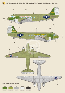 Zestaw kalkomanii C-47 Skytrain Part.2 - USAF C-47 Fleet to the Berlin Airlift, Wolfpack WD72007 skala 1/72