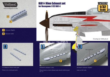 Zestaw dodatków Ki61-I Hien Exhaust set (for Hasegawa 1/32), Wolfpack WPD32002 skala 1/32