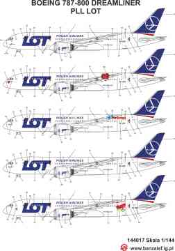 Boeing 787-8 Dreamliner  - 10 malowań na 1 kalkomanii - Banzai 144017