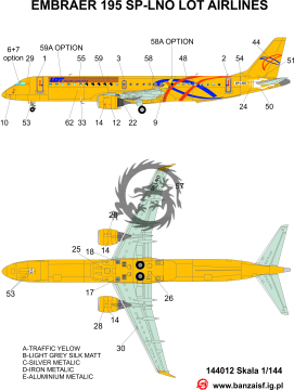 Embraer 195 LOT SP-LNO i Ivolga Airlines VQ-BRX VQ-BRY - Banzai 144012 - kalkomania