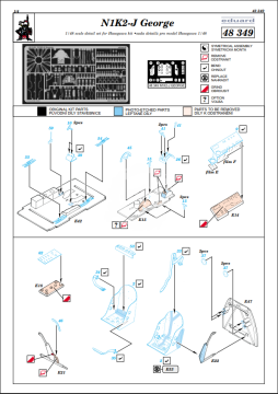 N1K2-J George scale detail set for Hasegawa kit  - Eduard 48 349 skala 1/48