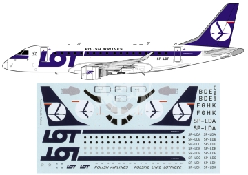 Kalkomania do Embraer ERJ-170 PLL LOT, Lima Oscar Decals LD144-6 skala 1/144