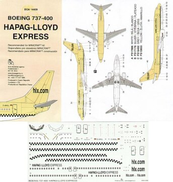 Boeing 737-400 - HAPAG-LLOYD EXPRESS D-AHLL - decal BOA14409