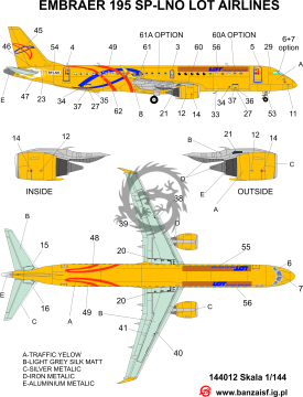 Embraer 195 LOT SP-LNO i Ivolga Airlines VQ-BRX VQ-BRY - Banzai 144012 - kalkomania