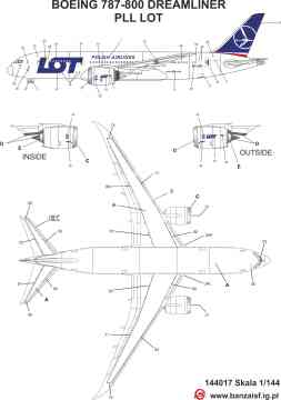 Boeing 787-8 Dreamliner  - 10 malowań na 1 kalkomanii - Banzai 144017