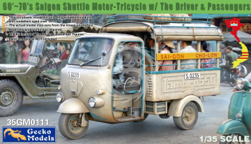 PREORDER - 60'~70's Saigon Shuttle Motor-Tricycle w/figures Gecko Models 35GM0111 skala 1/35