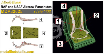 RAF and USAF Aircrew Parachutes - Metallic Details MDP32025 skala 1/32