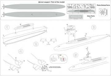 American Nuclear-powered Submarine USS Lafayette SSBN-616 MikroMir 350-022 skala 1/350