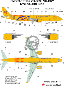 Embraer 195 LOT SP-LNO i Ivolga Airlines VQ-BRX VQ-BRY - Banzai 144012 - kalkomania