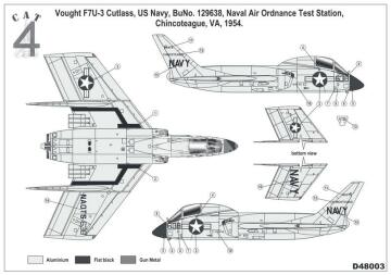 Kalkomania dla F7U-3 Cutlass early Cat4 D48003 skala 1/48