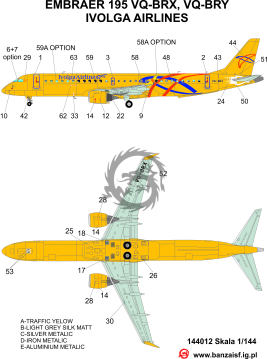 Embraer 195 LOT SP-LNO i Ivolga Airlines VQ-BRX VQ-BRY - Banzai 144012 - kalkomania