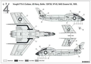 Kalkomania dla F7U-3 Cutlass early Cat4 D48003 skala 1/48