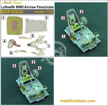  Luftwaffe WWII Aircrew Parachutes - Metallic Details MDP32026 skala 1/32
