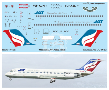 Douglas DC-9-32 - Jugoslovenski Aerotransport YU-AJM - decal BOA14435