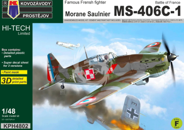 Morane Saulnier MS-406C-1 Battle Of France - Famous French Fighter - Kovozavody Prostejov KPH4802 skala 1/48