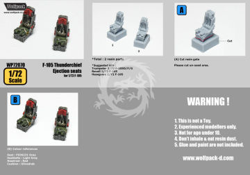 Zestaw dodatków F-105 Thunderchief Ejection seat set (for 1/72 F-105), Wolfpack WP72070 skala 1/72