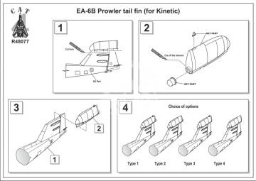 EA-6B Prowler tail fin ( for Kinetic) CAT4 R48077 skala 1/48