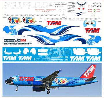 Airbus A320 TAM Rio - PT-MZN decals 1/144 Pas-Decals