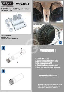 F-4C/D Phantom II J79 Engine Nozzle Set for Tamiya - Wolfpack WP32072 skala 1/32