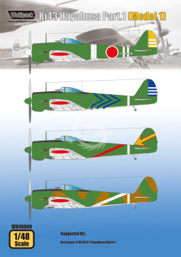 Zestaw kalkomanii Ki43 Hayabusa Part.1 (Model 1), Wolfpack WD48008 skala 1/48