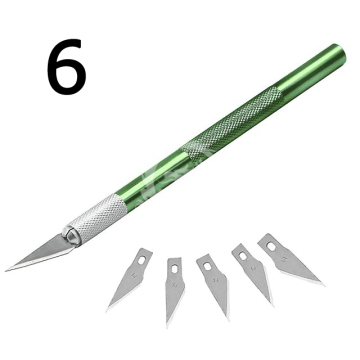 Skalpel nożyk modelarski antypoślizgowy + 6 ostrzy - 6 kolorów 