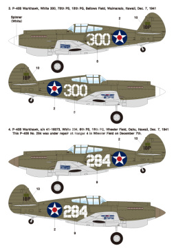 Zestaw kalkomanii P-40 Warhawk Part.1 - Pearl Harbor Defenders at Dec. 7, 1941, Wolfpack WD48015 skala 1/48