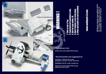 Zestaw dodatków Westland F4U-5/7, AU-1 Corsair Wing Folded set (for Hasegawa 1/48), Wolfpack WW48010 skala 1/48