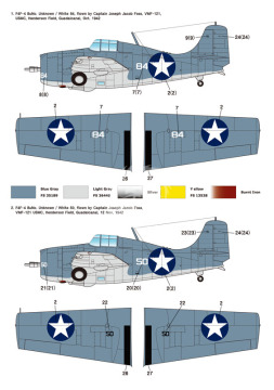 Zestaw kalkomanii F4F-4 Wildcat Part.2 Landbase Wildcat in Guadalcanal, Wolfpack WD72005 skala 1/72