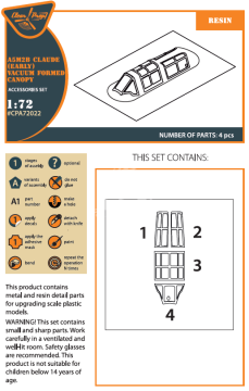 A5M2B Claude (early version) vacuum formed canopy Clear Prop! CPA72022 1:72